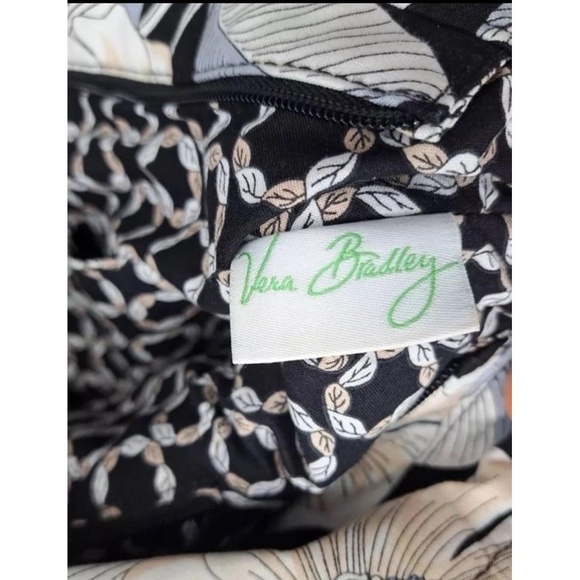 Vera Bradley Camellia Sweetheart Black/White Top Zip Shoulder/Tote Cotton MEDIUM - Picture 5 of 8